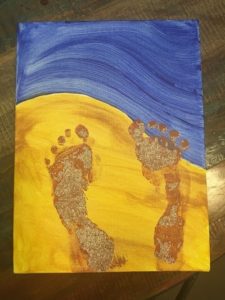 sand footprints painting diy